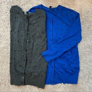 Set of 2 Polka Dot Cable & Gauge Cardigans